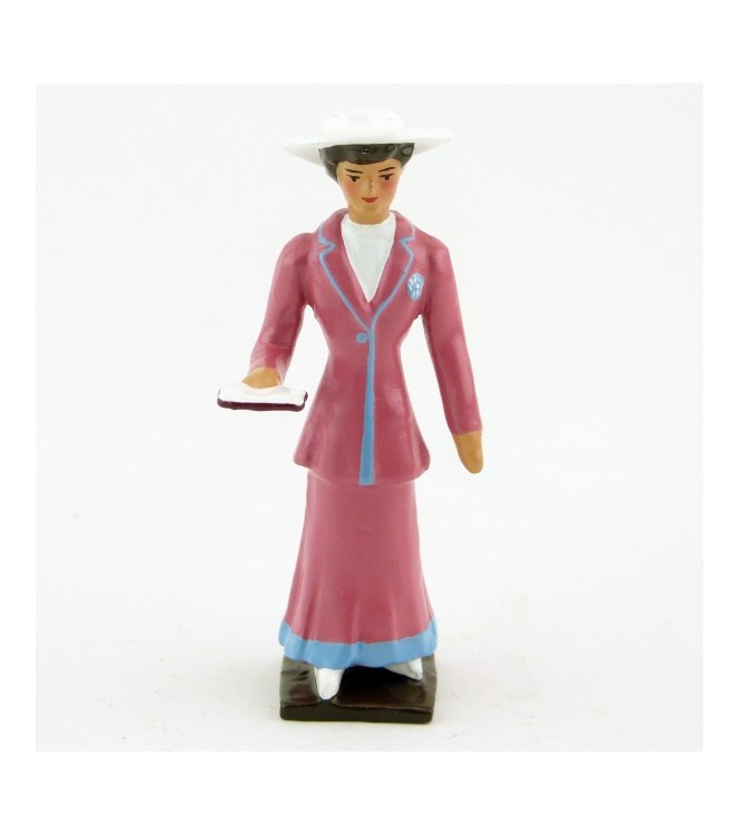 Femme, robe rose, avec livre (missel)