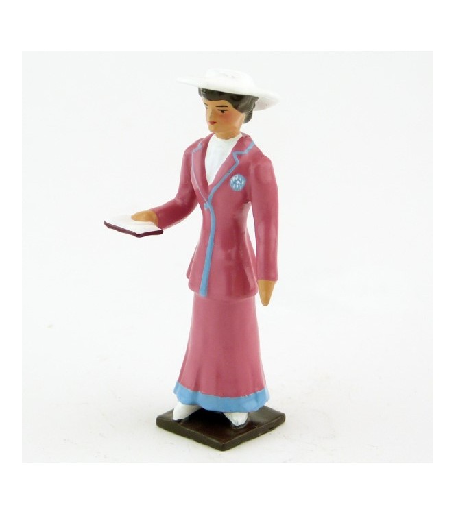 Femme, robe rose, avec livre (missel)