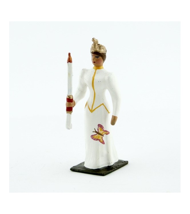 Femme avec cierge en blanche