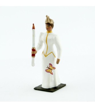 Femme avec cierge en blanche