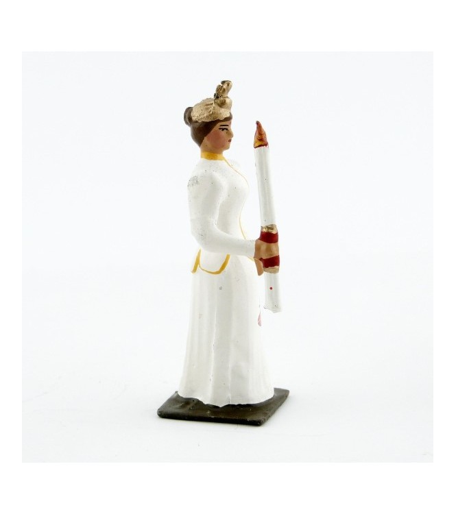 Femme avec cierge en blanche