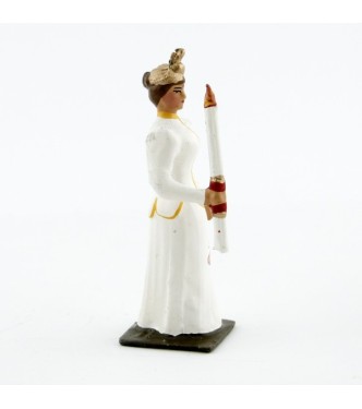 Femme avec cierge en blanche