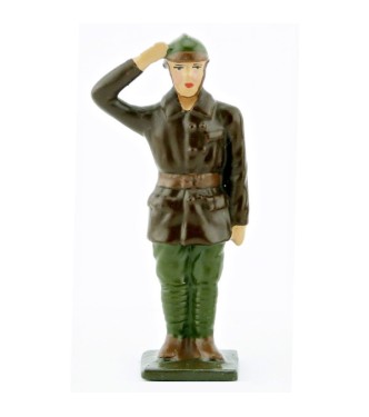 conducteur de l'automitrailleuse (kaki) saluant