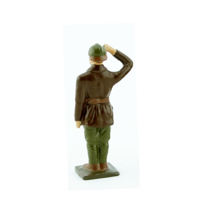 conducteur de l'automitrailleuse (kaki) saluant