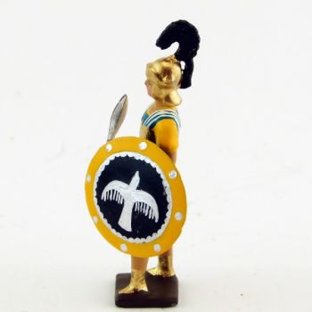 grec avec glaive et bouclier, tunique jaune