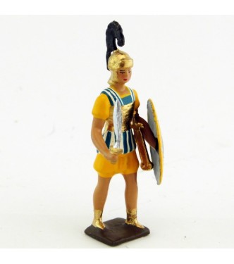 grec avec glaive et bouclier, tunique jaune