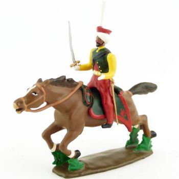 cavalier des Mameluks, sabre au côté, sur cheval au galop (alezan)