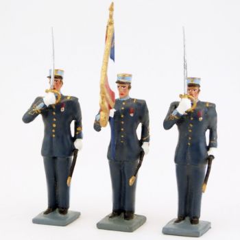 garde au drapeau de l'EMIA (École militaire interarmes), ens. de 3 personnages