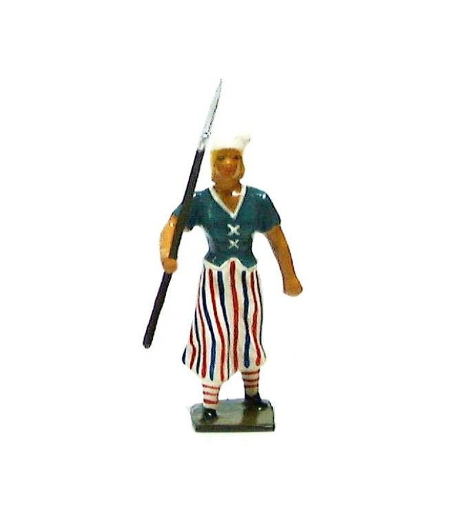 femme révolutionnaire, gilet bleu, lance sur l'épaule