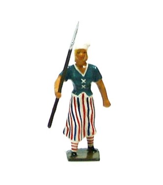 femme révolutionnaire, gilet bleu, lance sur l'épaule