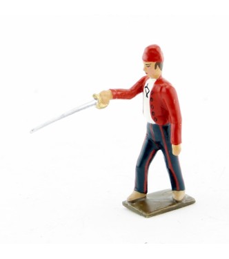 Révolutionnaire, gilet rouge, avec épée en avant