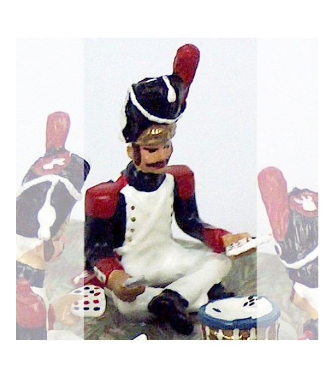 grenadier assis avec cartes