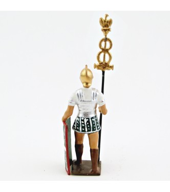 Romain porte-enseigne, uniforme blanc-argent-vert , bouclier foudres à fond ve