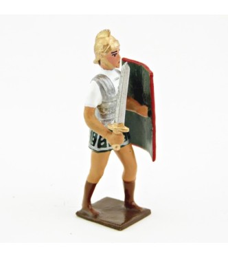 Romain avec glaive et bouclier, uniforme blanc-argent-vert , bouclier foudres