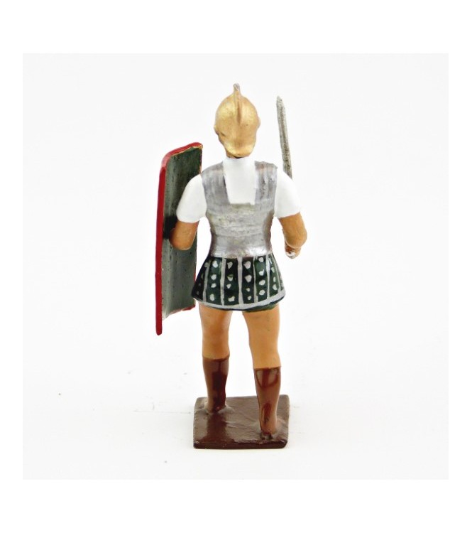 Romain avec glaive et bouclier, uniforme blanc-argent-vert , bouclier foudres