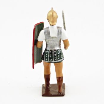 Romain avec glaive et bouclier, uniforme blanc-argent-vert , bouclier foudres