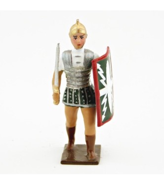 Romain avec glaive et bouclier, uniforme blanc-argent-vert , bouclier foudres