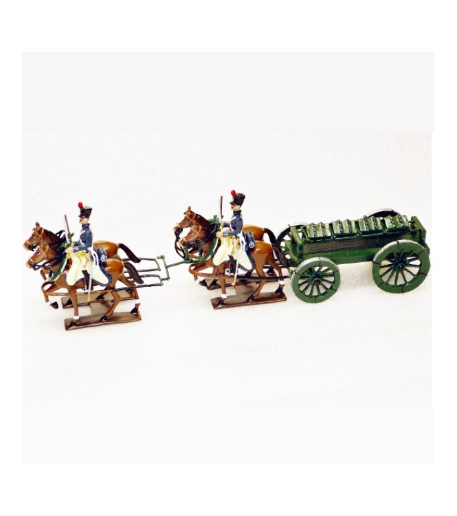 Transport de caissons, 4 chevaux, en coffret diorama