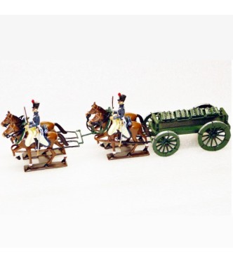 Transport de caissons, 4 chevaux, en coffret diorama