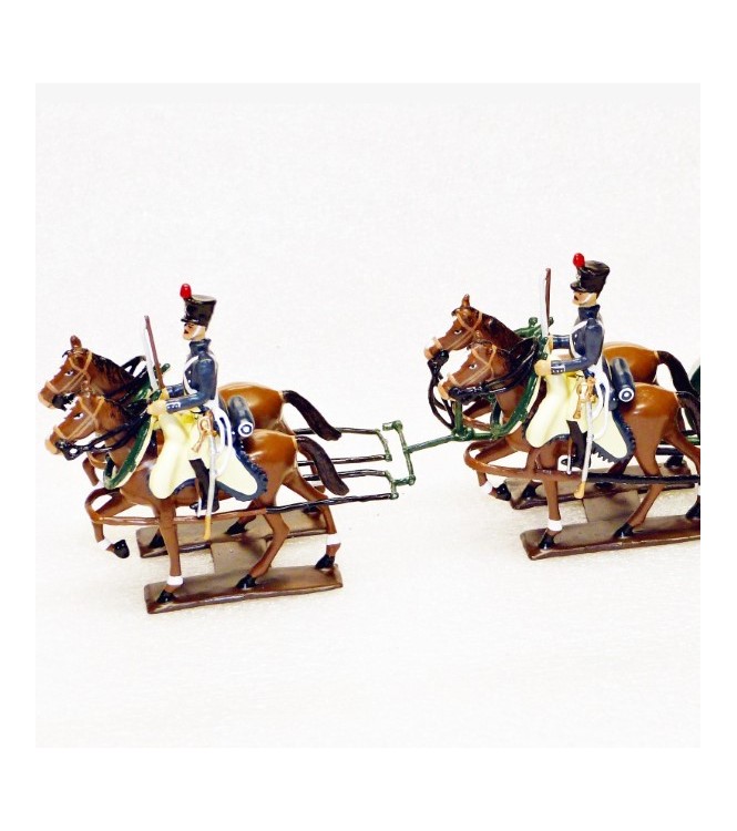 Transport de caissons, 4 chevaux, en coffret diorama