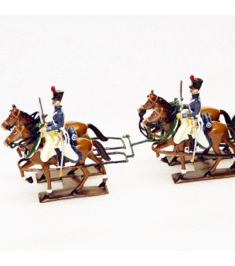 Transport de caissons, 4 chevaux, en coffret diorama