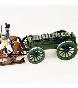 Transport de caissons, 4 chevaux, en coffret diorama