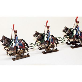 Caisson Gribeauval, 6 chevaux, en coffret diorama