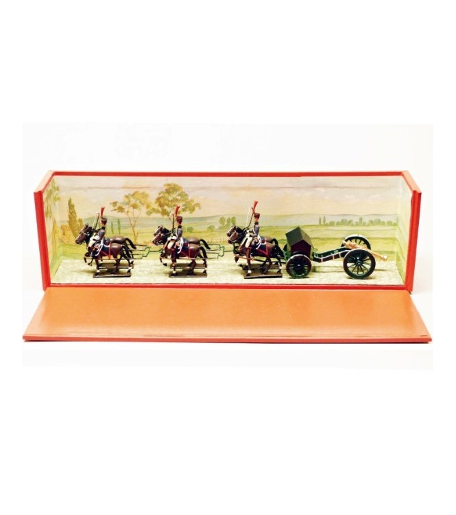 Canon Gribeauval, attelage 6 chevaux, en coffret diorama