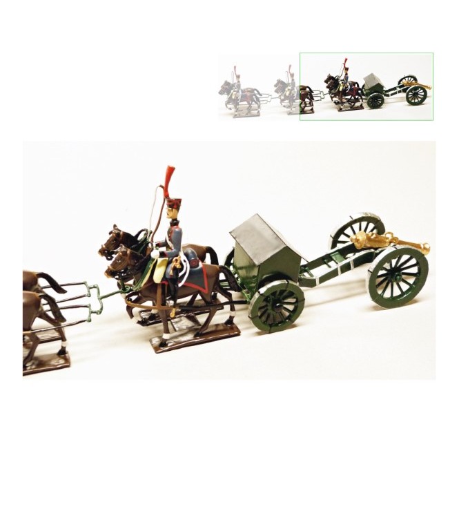 Canon Gribeauval, attelage 6 chevaux, en coffret diorama