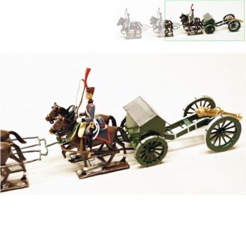 Canon Gribeauval, attelage 6 chevaux, en coffret diorama