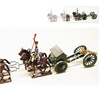 Canon Gribeauval, attelage 6 chevaux, en coffret diorama