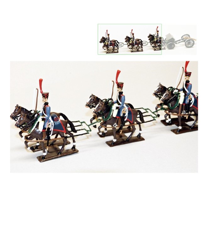 Canon Gribeauval, attelage 6 chevaux, en coffret diorama