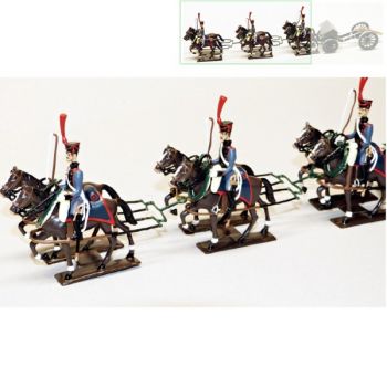 Canon Gribeauval, attelage 6 chevaux, en coffret diorama