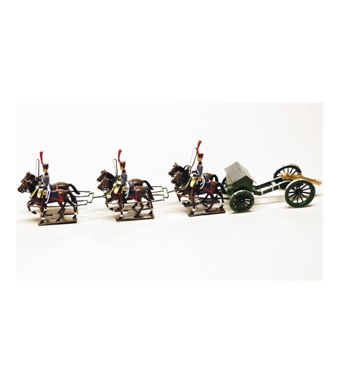 Canon Gribeauval, attelage 6 chevaux, en coffret diorama