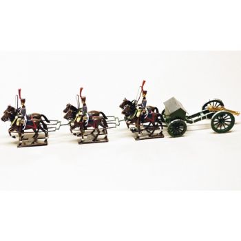 Canon Gribeauval, attelage 6 chevaux, en coffret diorama