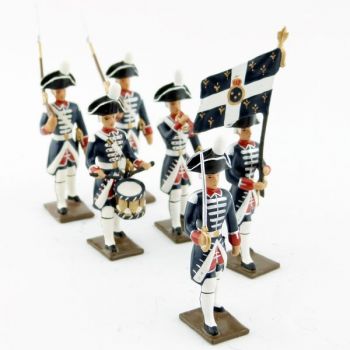 ensemble de 6 figurines -  garde française Louis XVI en bicorne