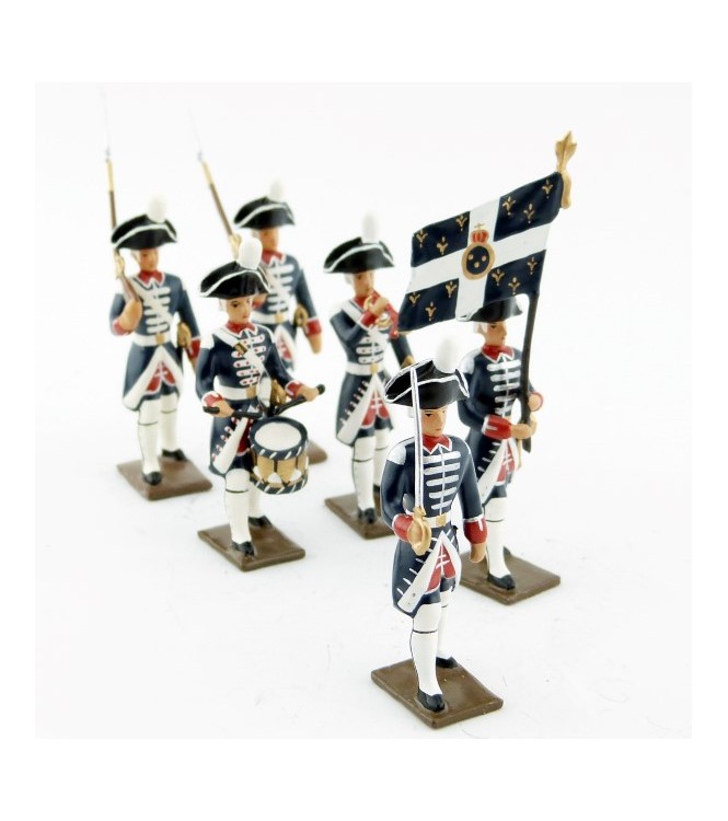 ensemble de 6 figurines -  garde française Louis XVI en bicorne