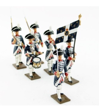 ensemble de 6 figurines -  garde française Louis XVI en bicorne