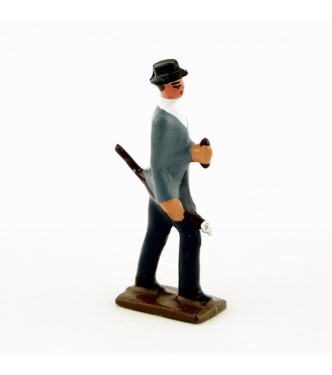 Homme en habit de ville en gris foncé bleu pompier