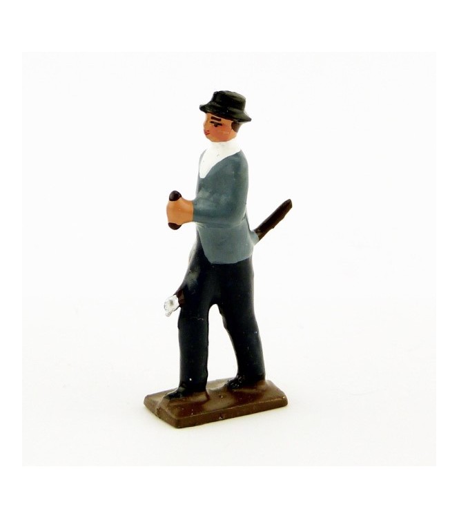 Homme en habit de ville en gris foncé bleu pompier