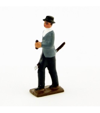 Homme en habit de ville en gris foncé bleu pompier