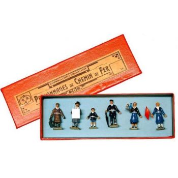 coffret de 6 personnages  personnel de gare et voyageurs