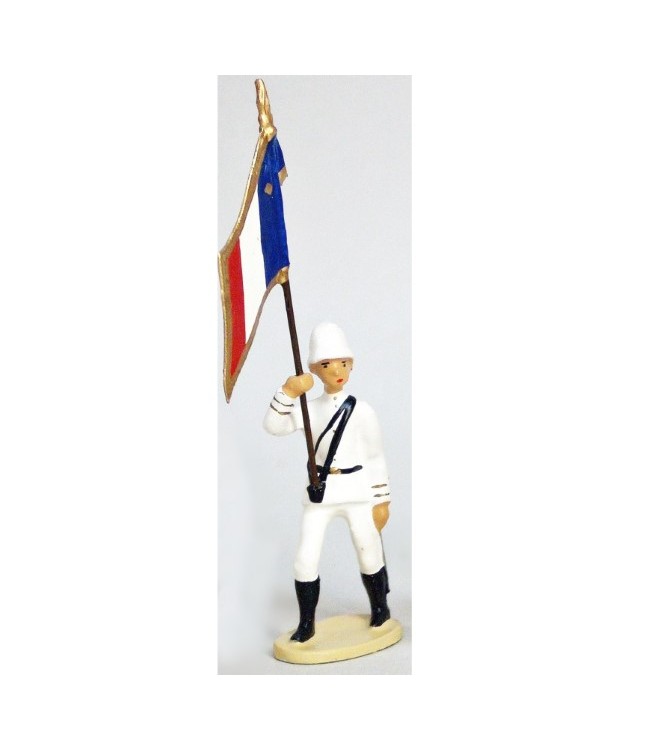 Drapeau - La Coloniale, casque colonial, en blanc