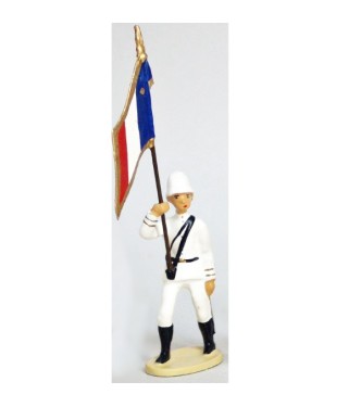Drapeau - La Coloniale, casque colonial, en blanc