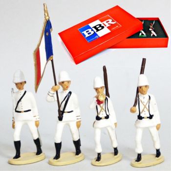 La Coloniale, casque colonial, en blanc, coffret de 4 figurines