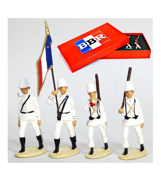 La Coloniale, casque colonial, en blanc, coffret de 4 figurines