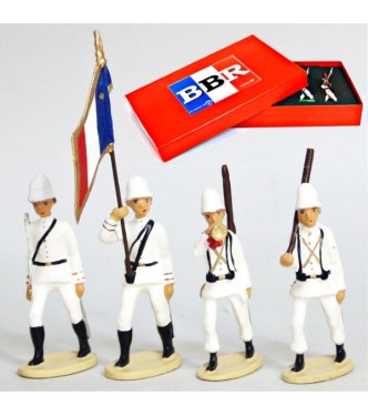 La Coloniale, casque colonial, en blanc, coffret de 4 figurines