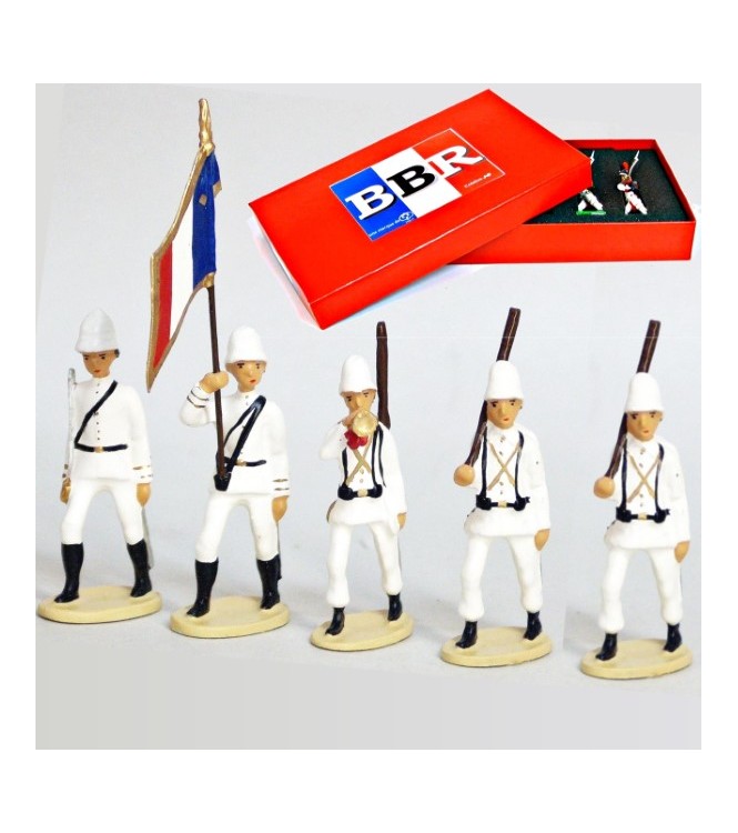 La Coloniale, casque colonial, en blanc, coffret de 5 figurines