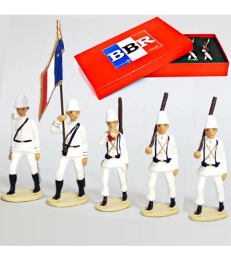 La Coloniale, casque colonial, en blanc, coffret de 5 figurines