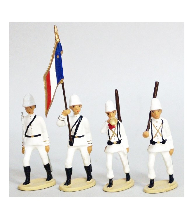 La Coloniale, casque colonial, en blanc, ensemble de 4 figurines